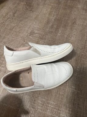 kate spade White Perforated Leather Slip-On Sneakers